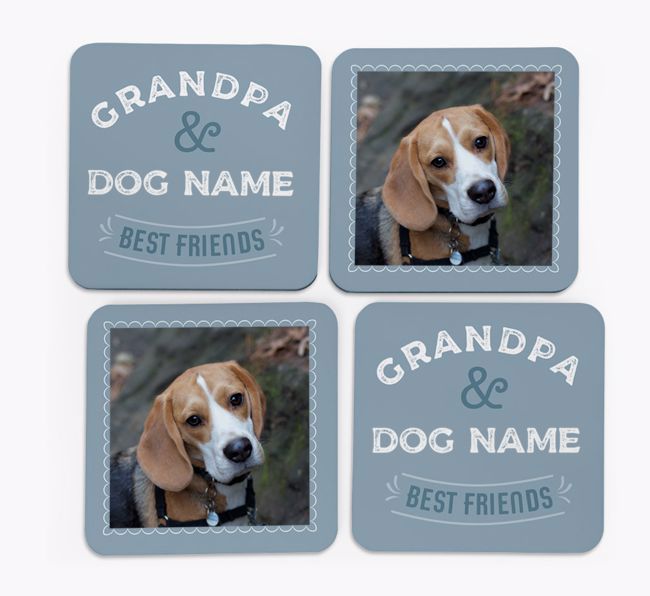 Grandpa's Best Friend: {breedFullName} Photo Upload Coasters (Set of 4)